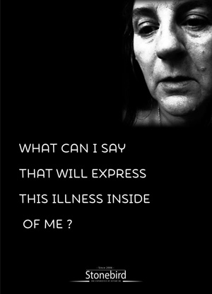 a photo of Linda and the words What can I say that will express this illness inside of me ?
